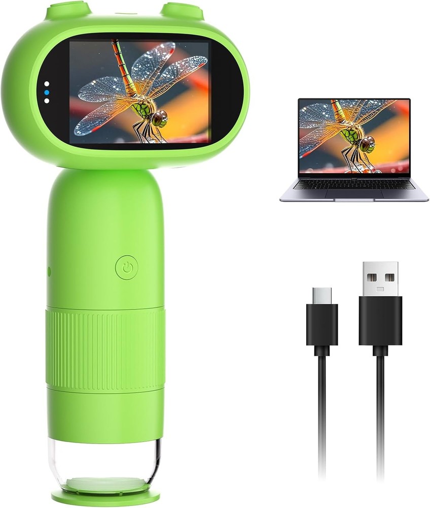 1000X Pocket Microscope for Kids – Railhorn Mini Microscope with 2" LCD Screen