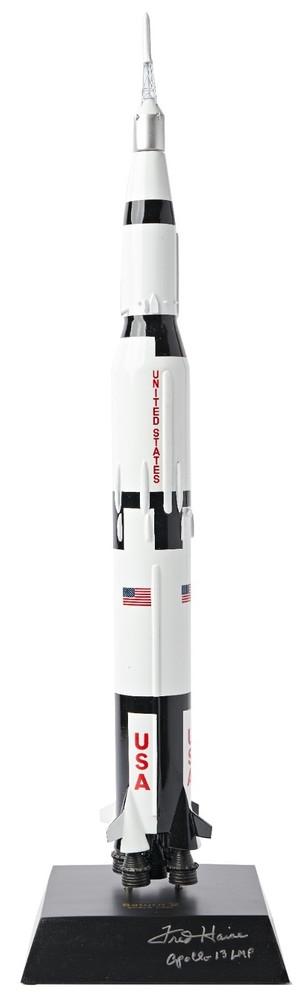 Fred Haise Signed Apollo Saturn V Rocket Model Measuring Approximately 22" Tall