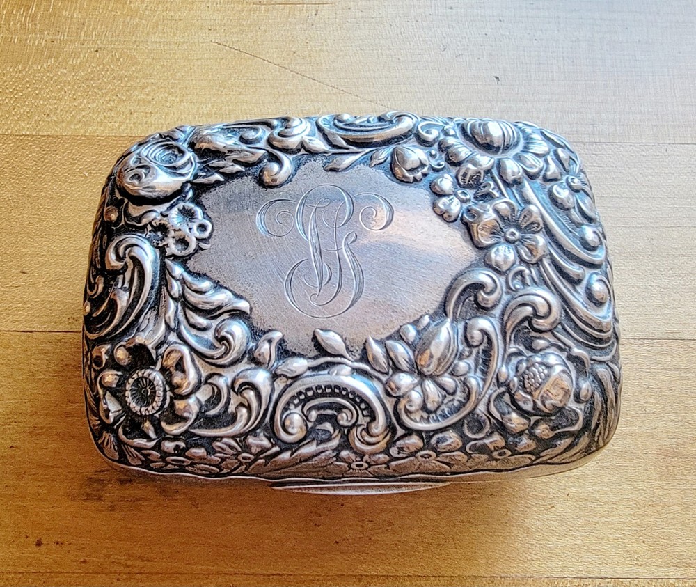 Antique Gorham Sterling Silver Repousse Snuff Box