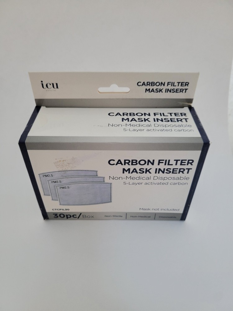ICU Carbon Filter Mask Insert 5 Layer activated Carbon - 30ct. New