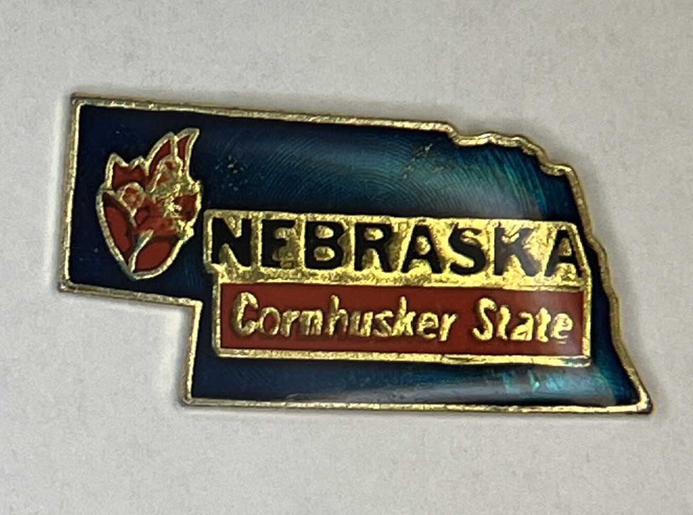 Nebraska Lapel Pin State Shaped Souvenir  Cornhusker State