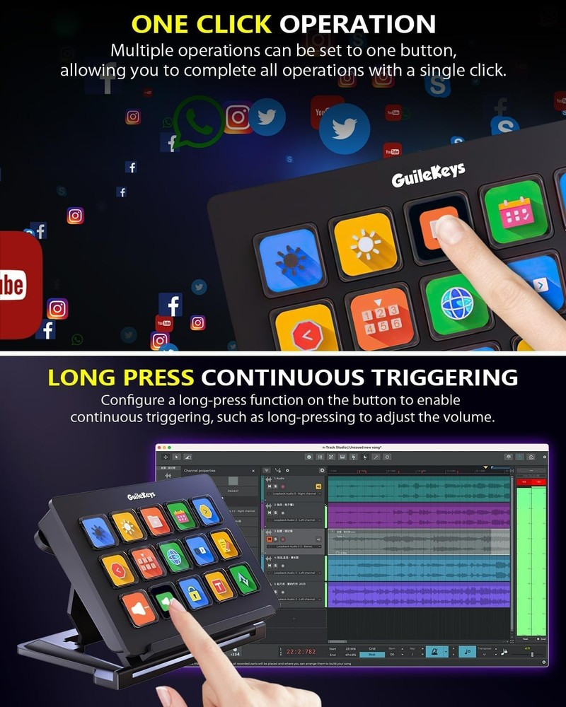 Stream Controller, Stream Deck with 15 Macro Keys Customizable, Gaming Macro ...