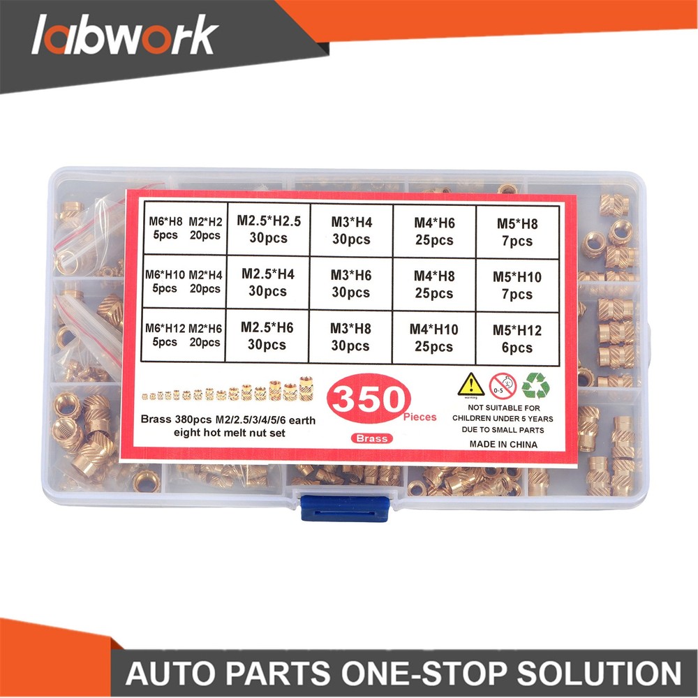 Labwork 350Pcs Threaded Inserts M2-M6 Female Thread Metric Knurled Nuts