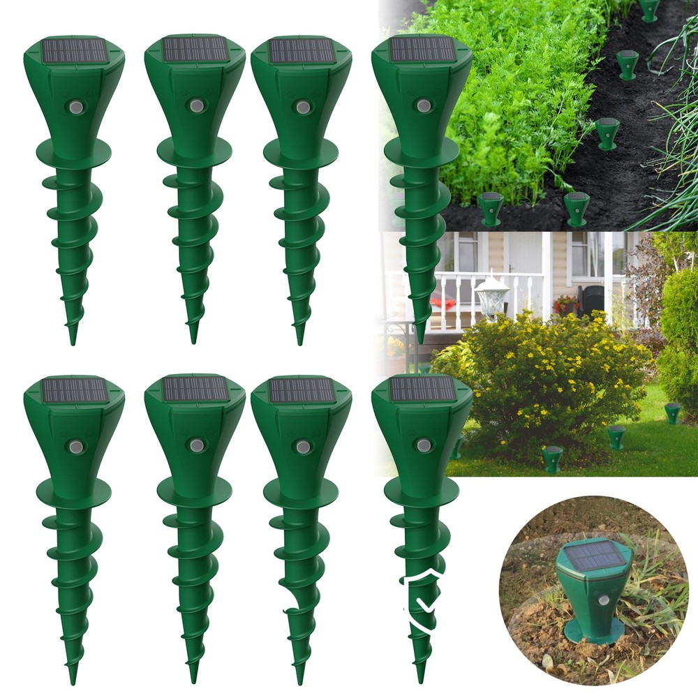 8Pack Solar Ultrasonic Mice Gopher Mole Pest Snake Animal Repeller Waterproof