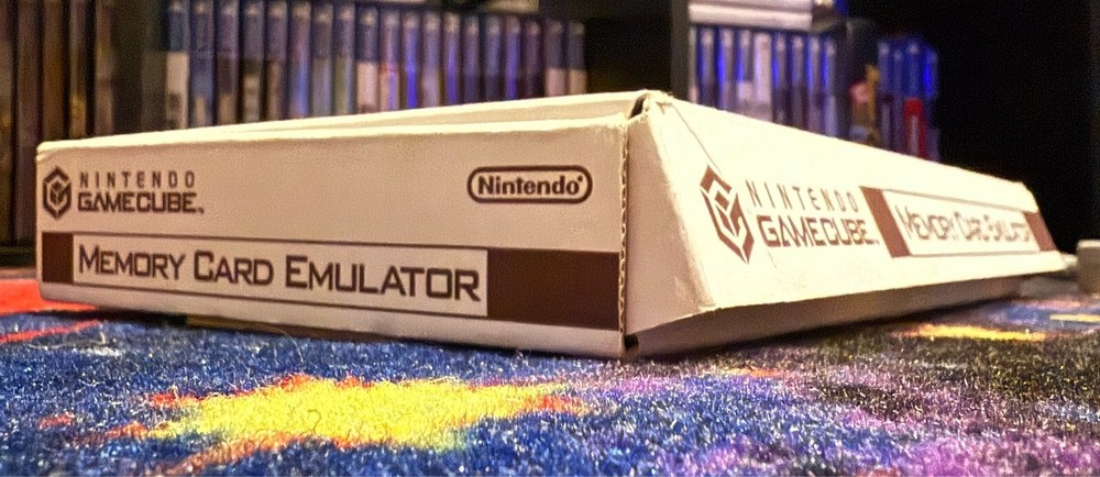 Official Nintendo GameCube Memory Card Emulator, box, lot check card - DOT-005A