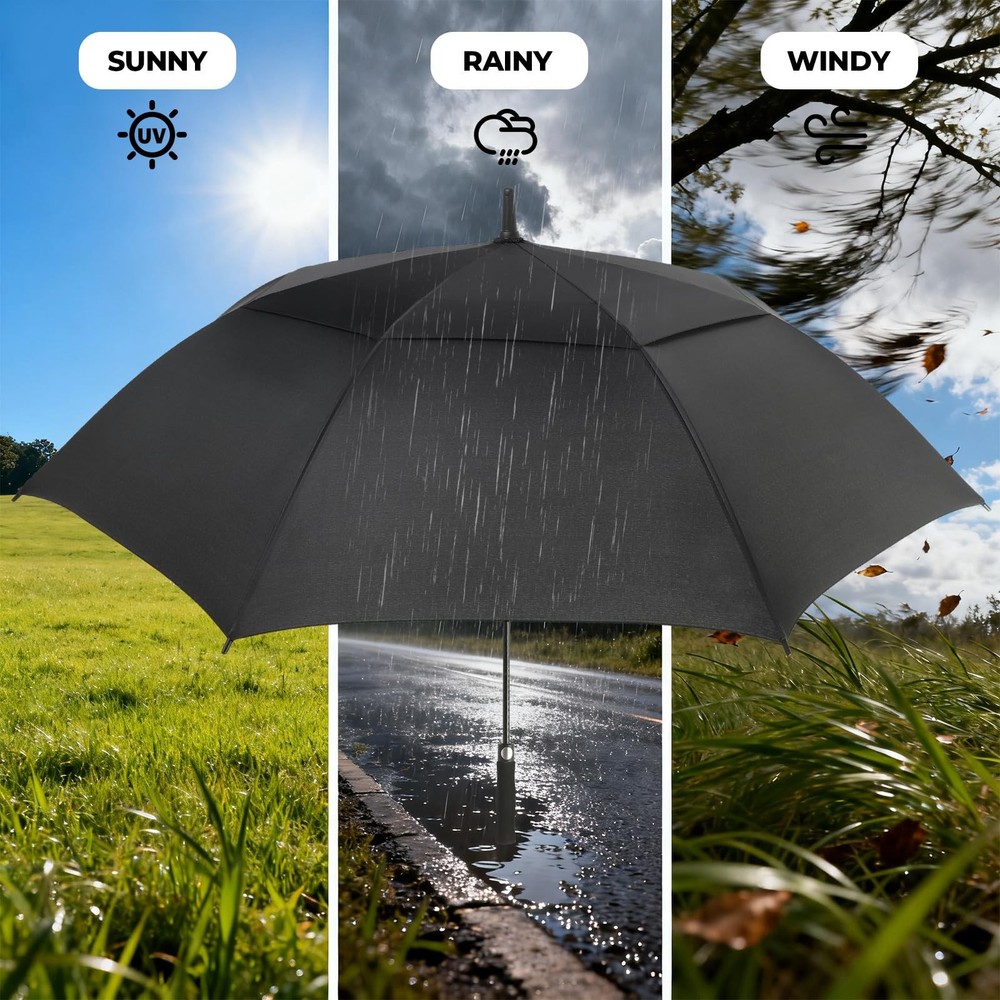 Automatic Open Golf Umbrella, 54/62/68/72 inch Extra Large Oversize Double Ca...