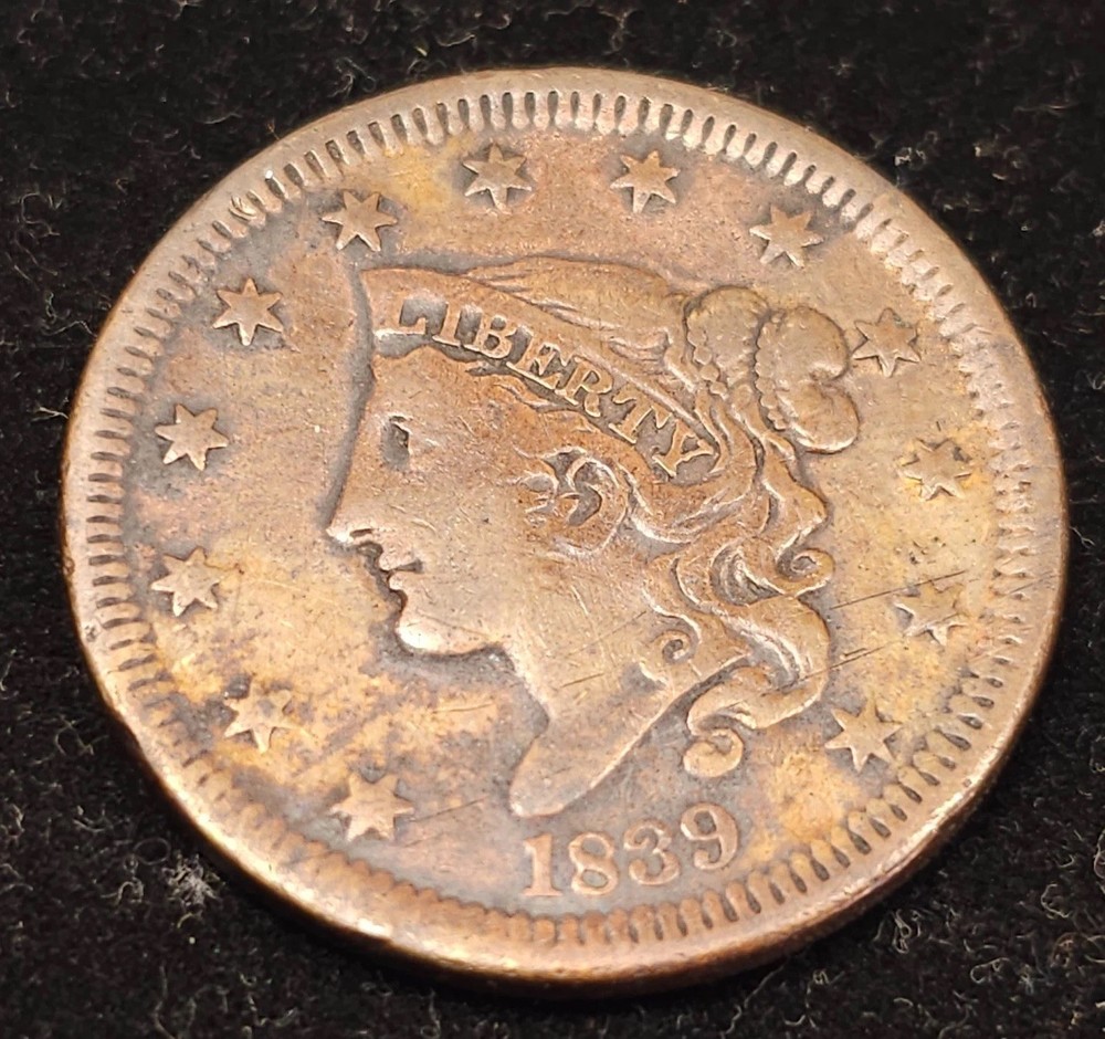 1839  Head Of 38 / Large Cent / Fine
