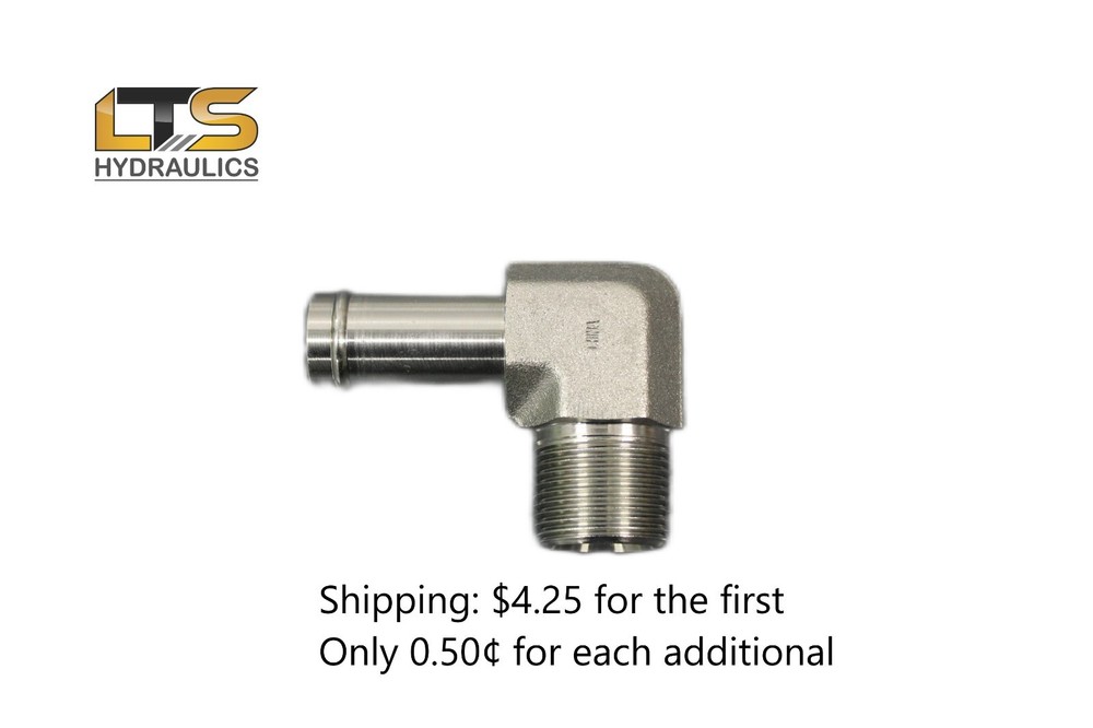 1/2" Beaded Hose Barb x 3/4" Male Pipe NPT 90° Steel Adapter 4501-08-12