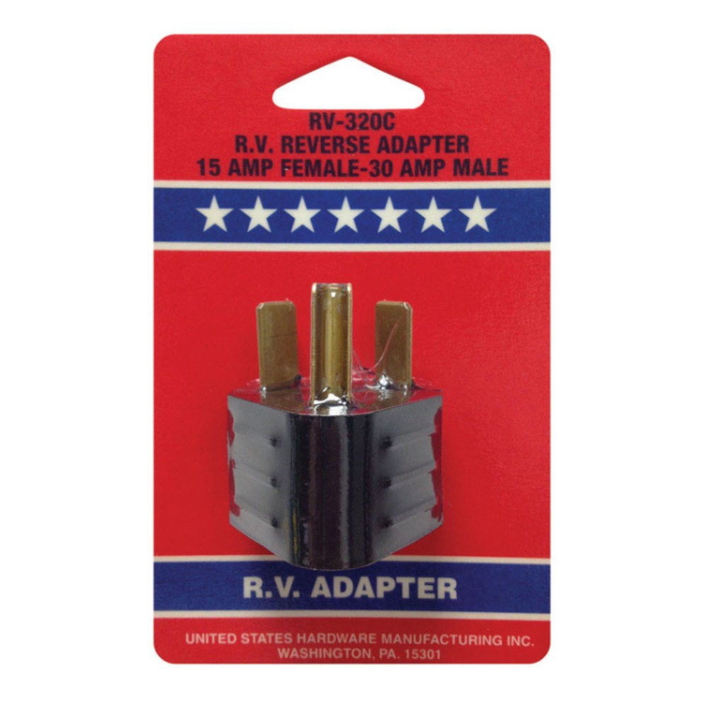 US Hardware RV-320C Black Plastic 125V 15A RV Reverse Electrical Adapter