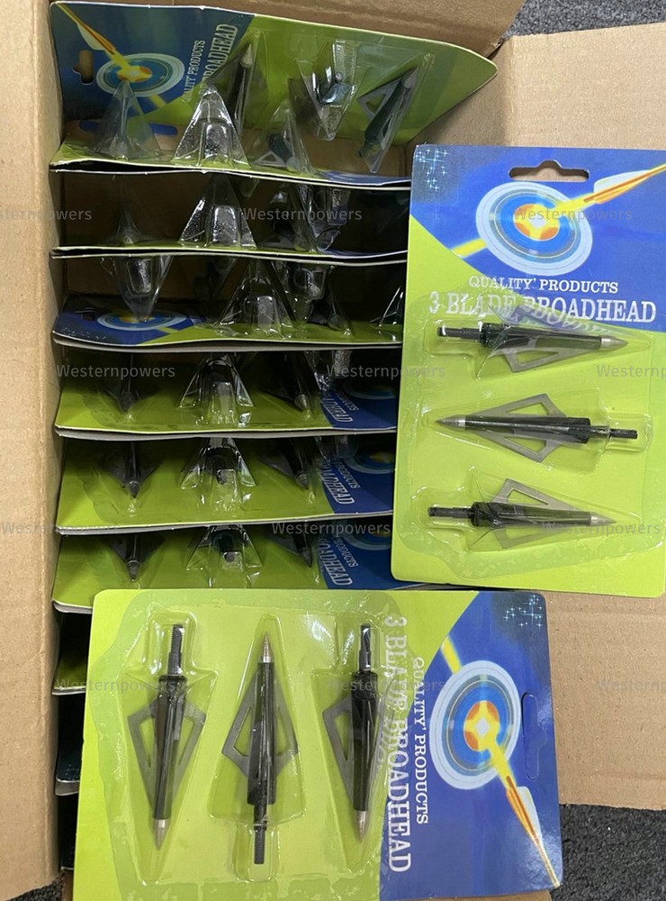 60 Count Broad Head Spear Tips 3 Blade Compound Bow or Cross Bow Tips