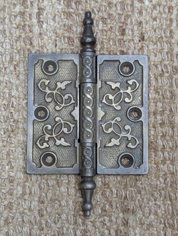 4" x 4" Antique Decorative Cast Iron Steeple Tip Hinge