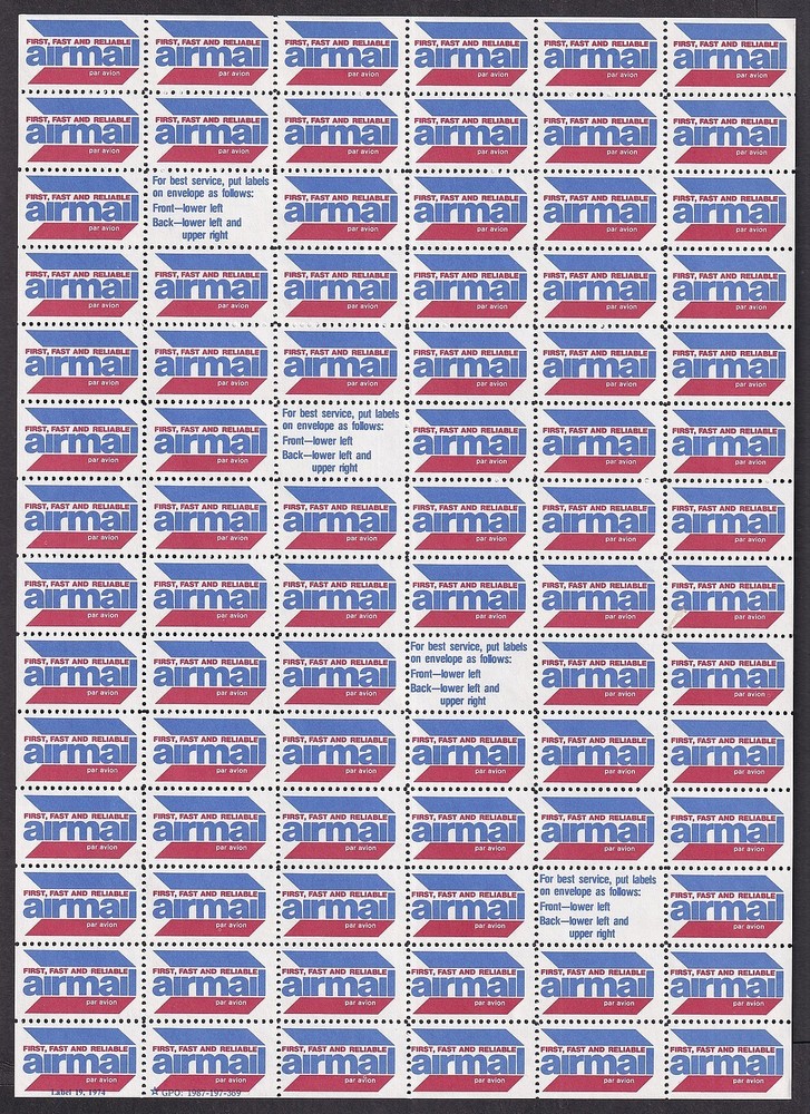 US Airmail & Special Delivery sheets (14 sheets)
