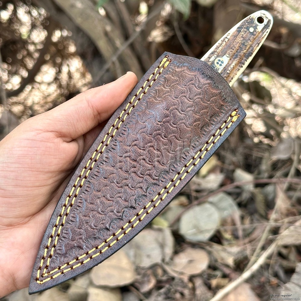 Custom Engraved Pure Leather Belt Loop Sheath for Fixed Blade & Dagger