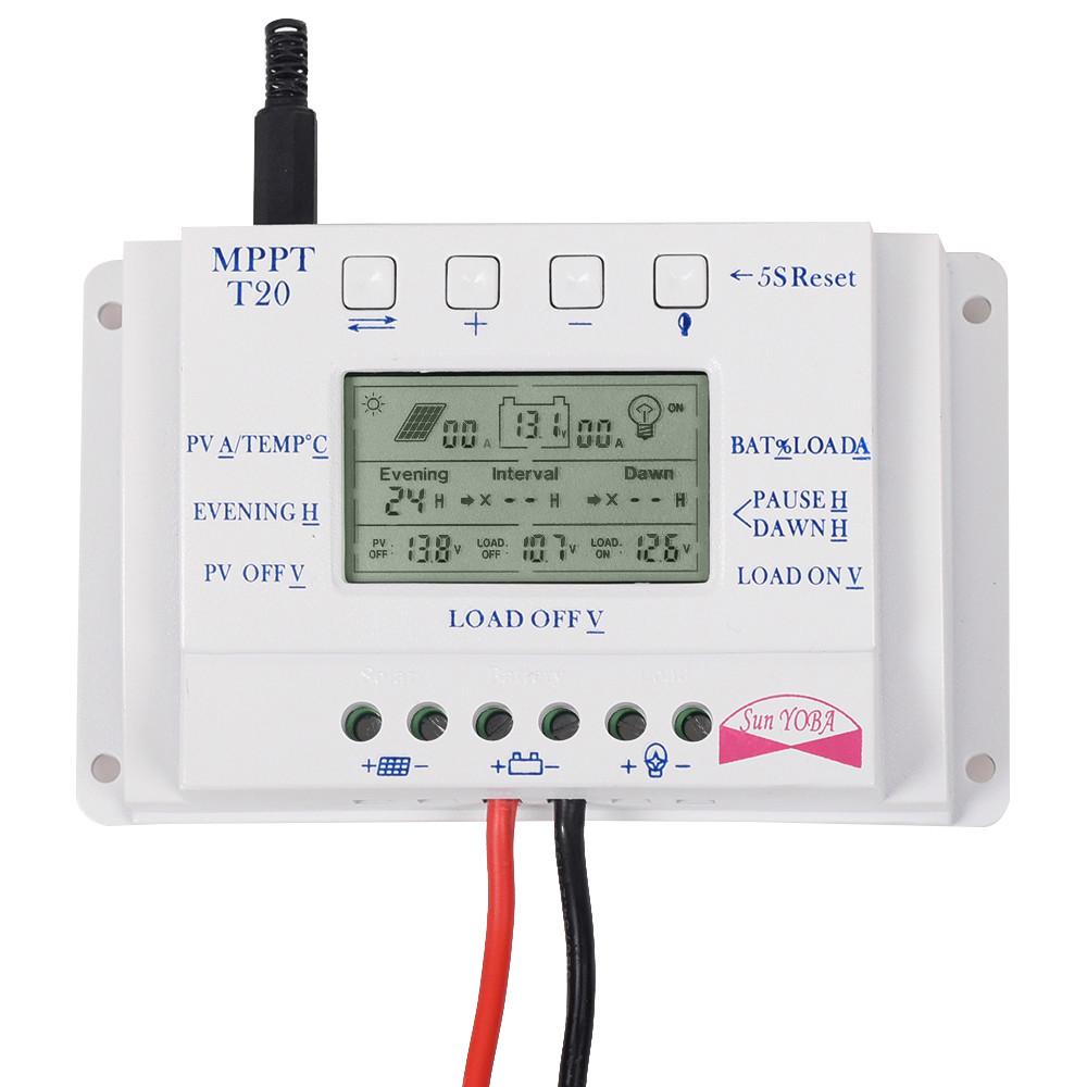 LCD 20/30/60/80A 12/24V MPPT Solar Panel Regulator Charge Controller 3Timer E2
