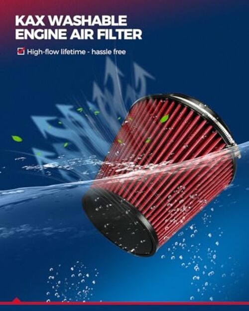 Premium Washable Engine Air Filter, Universal Clamp-On Air Intake Filter,