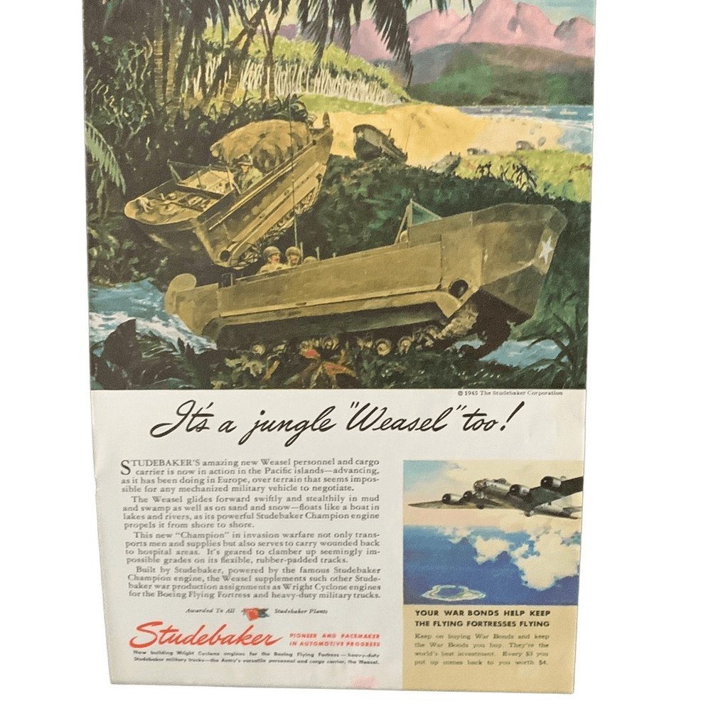 Vintage 1945 Studebaker Jingle Weasel Ad Advertisment