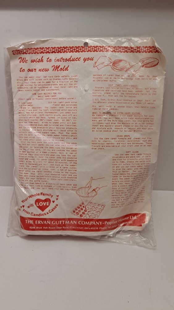 Vintage Ervan Guttman's Hard Candy Mold Open Package