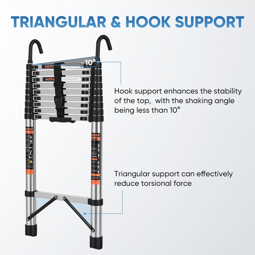 Telescoping Ladder 12.5 FT A Frame, Extension Multi-Purpose with Balance