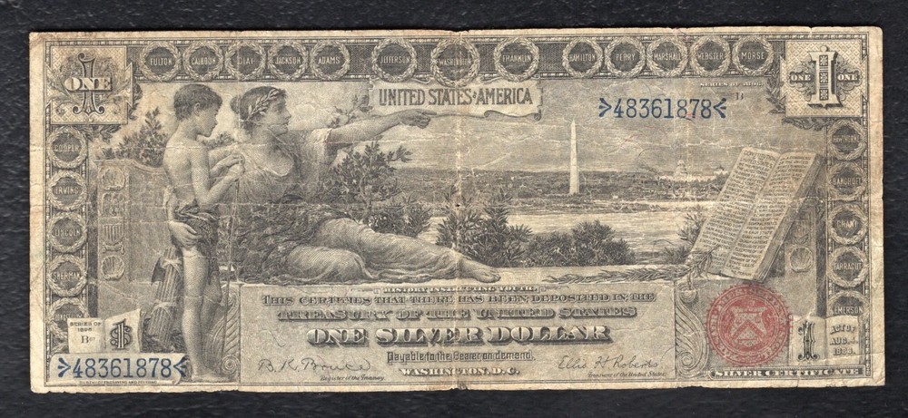 FR. 225 1896 $1 ONE DOLLAR “EDUCATIONAL” SILVER CERTIFICATE NOTE VERY FINE