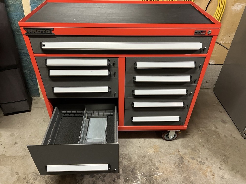 Proto 10-Drawer Heavy-Duty Rolling Tool Box Cabinet