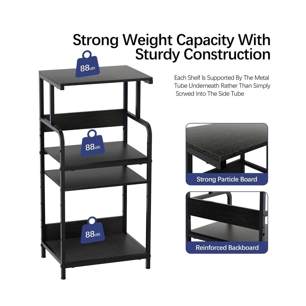 4 Tier Stand with Storage Shelf, Tall Mobile Printer Table for Home Office, A...