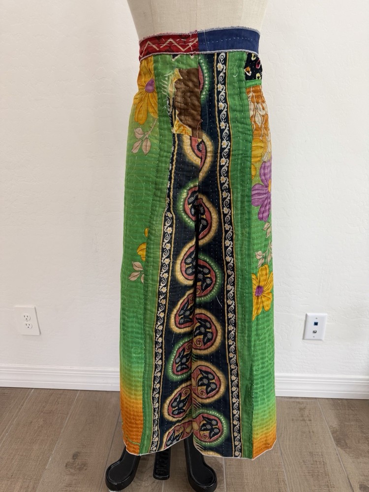 Reversible Kantha Wrap Pants Patchwork Boho Festival Cotton OS