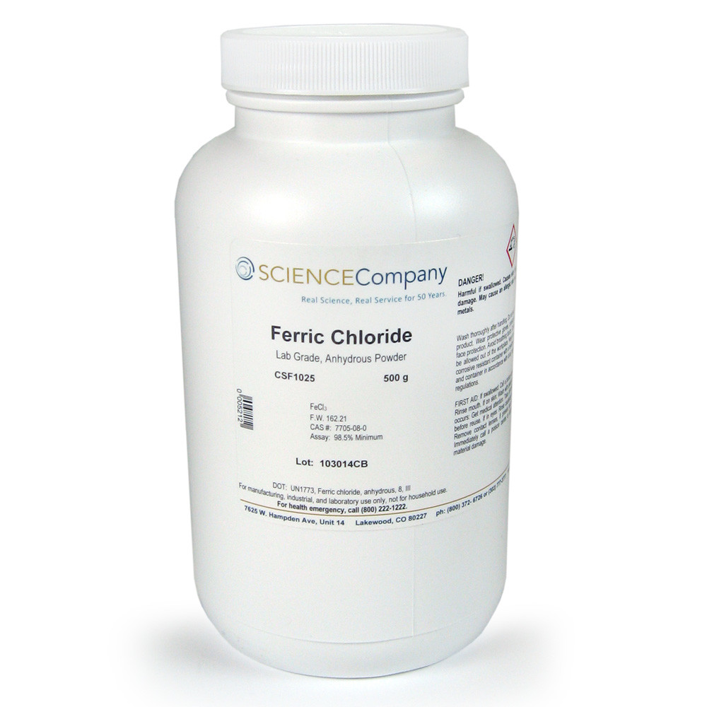 Ferric Chloride, Lab Grade, Anhydrous 500g, Patina, Etching