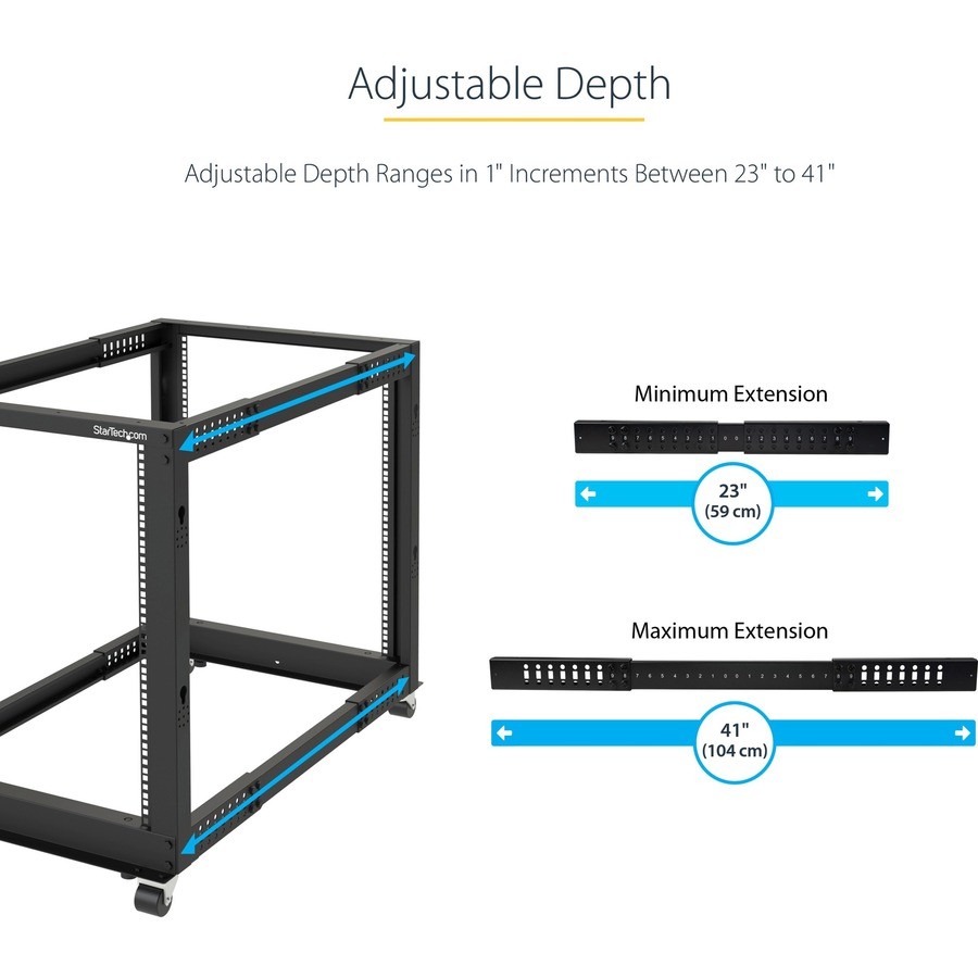 Startech IT 4POSTRACK25U 25U Open Frame Server Rack 40in Deep