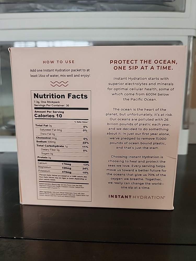 Instant Hydration Electrolytes Powder Packets - Watermelon Drink Mix - Zero Suga