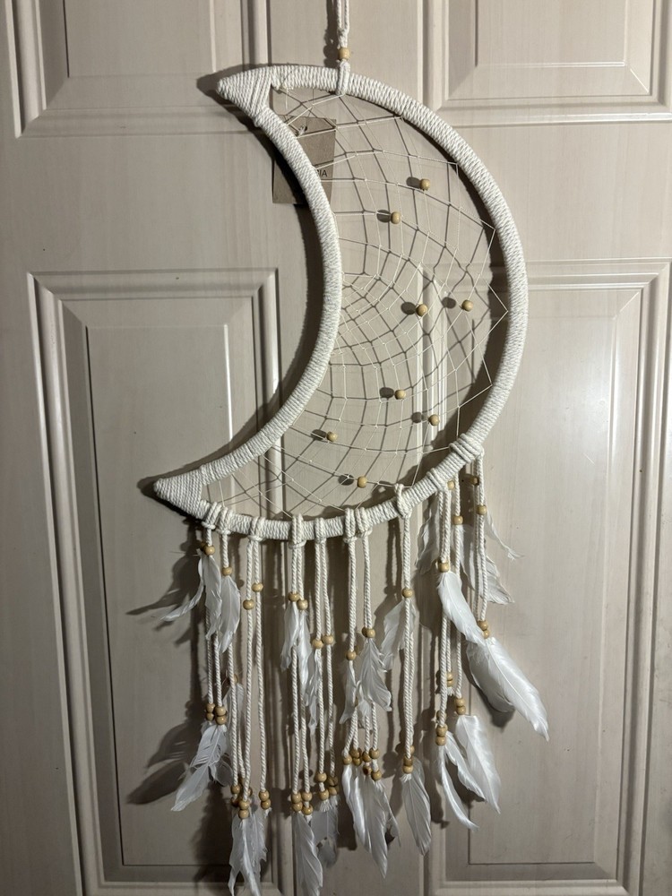 Celestial Moon Beaded Wall Hanging Boho Style Home Decor