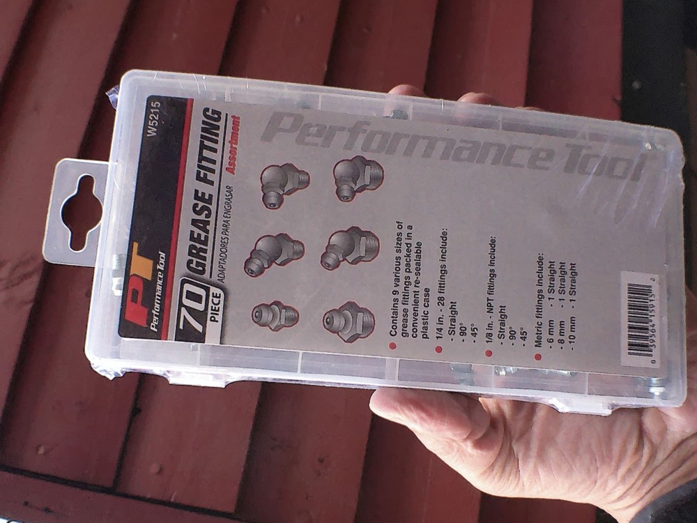Performance Tool 70pc Grease Fitting Assortment Kit Zerk Fittings Set Case