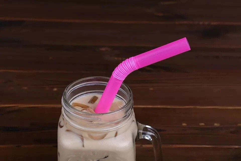 Jumbo Flexible Smoothie Plastic Straws 100 Pcs Assorted Colors Large Bendable