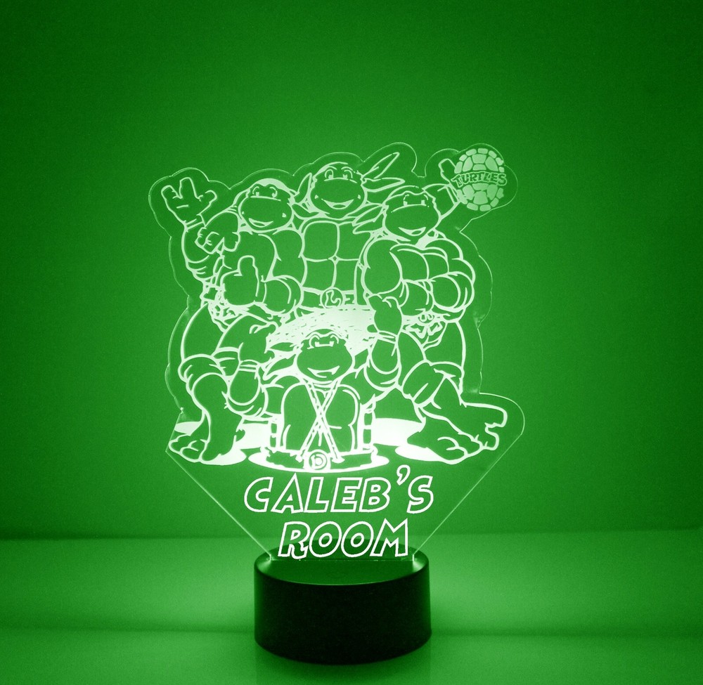 Ninja Turtles Light Up, Personalized TMNT LED Night Light Lamp, w/Remote Control