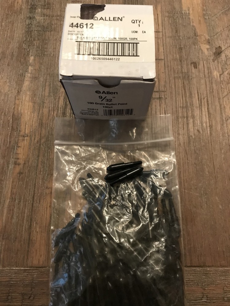 100 Count Pack ALLEN BULLET POINTS 9/32 Diameter 100 Grain
