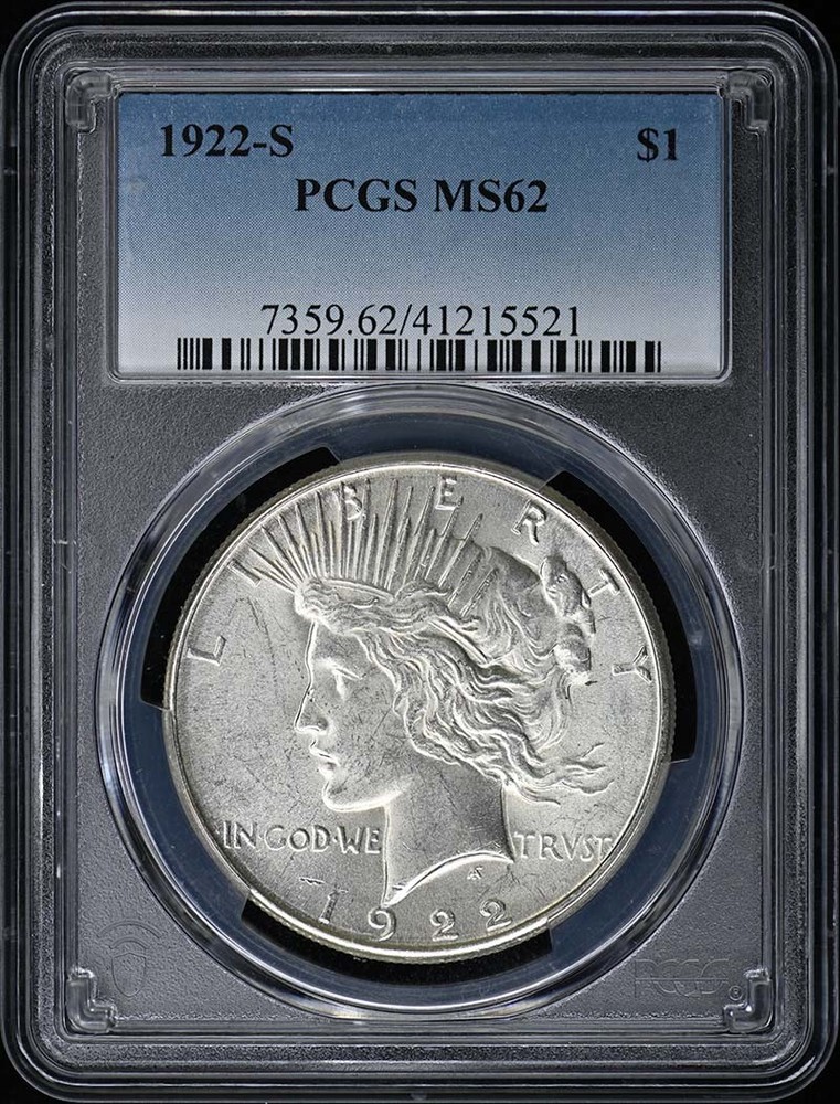 1922-S $1 Peace Dollar PCGS MS62