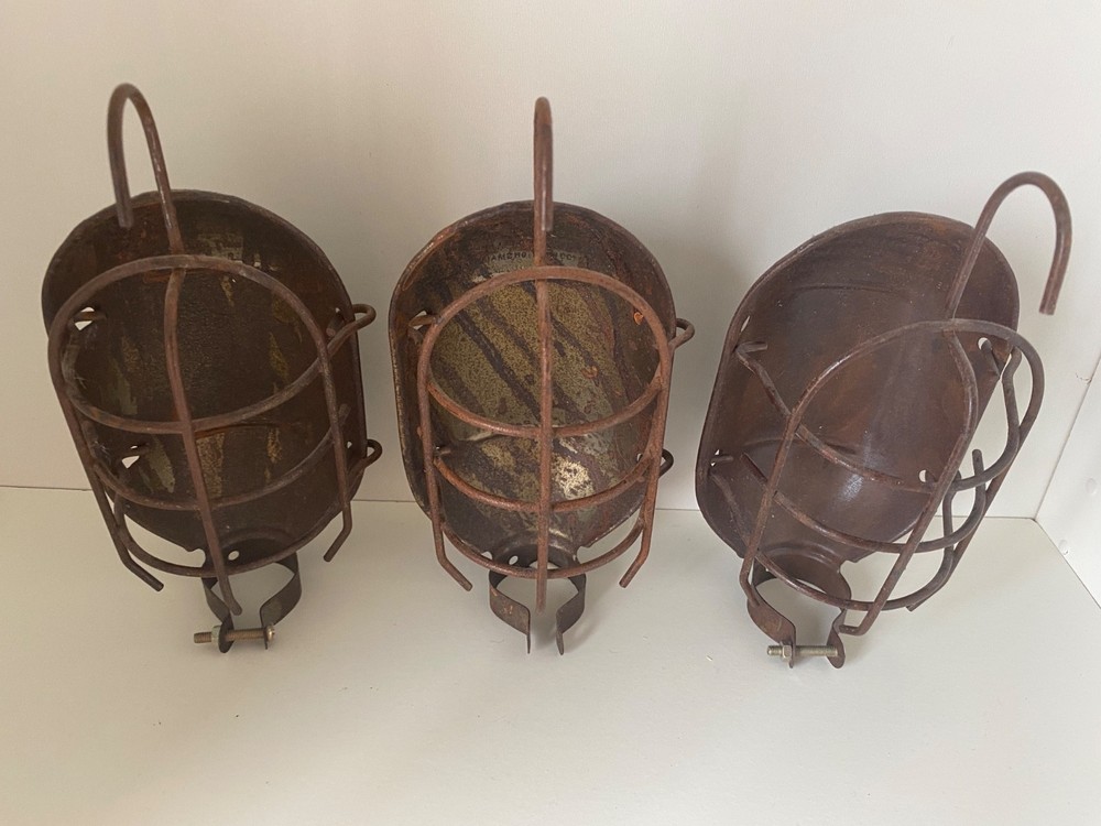 VINTAGE INTERESTING RUSTED ARCHITECTURAL GAS LANTERN FRAMES