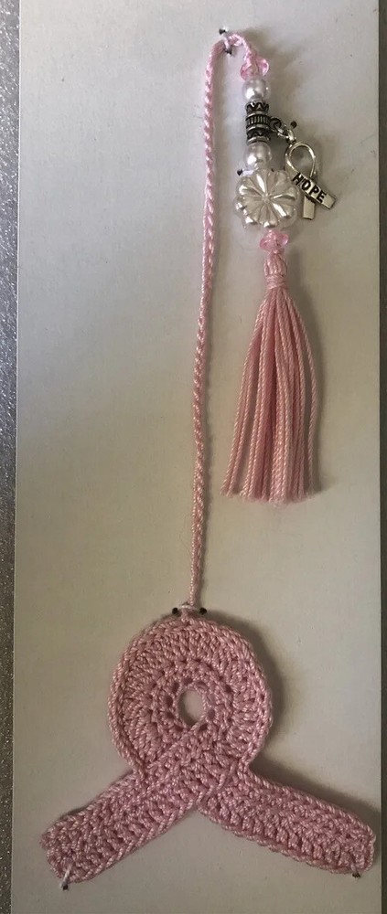 Crocheted Breast Cancer Bookmark