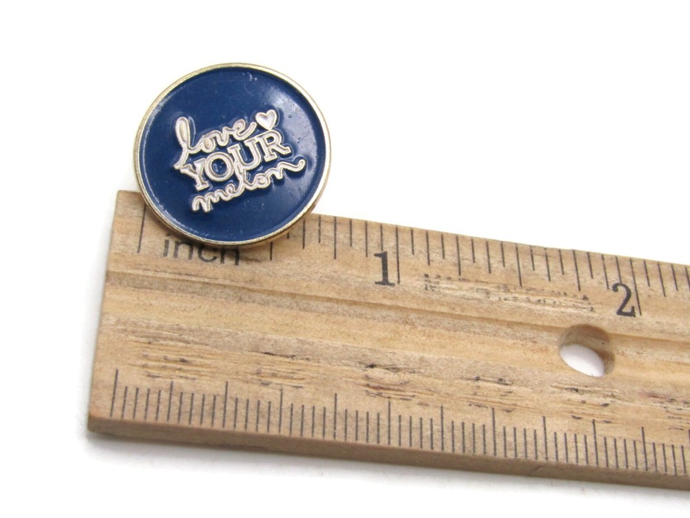 Love Your Melon Pin Blue Enamel Gold Tone Lapel Pinback Badge Cursive Script