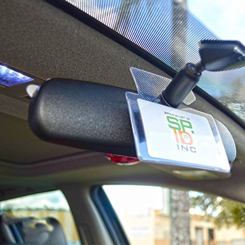 Horizontal Car Parking Pass Permit Holder -Clear Plastic Rear View Mirror Hanger