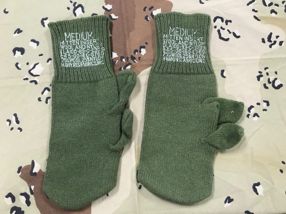 Wool Military Trigger Finger Mitten LINERS AMBIDEXTROUS Unissued MEDIUM