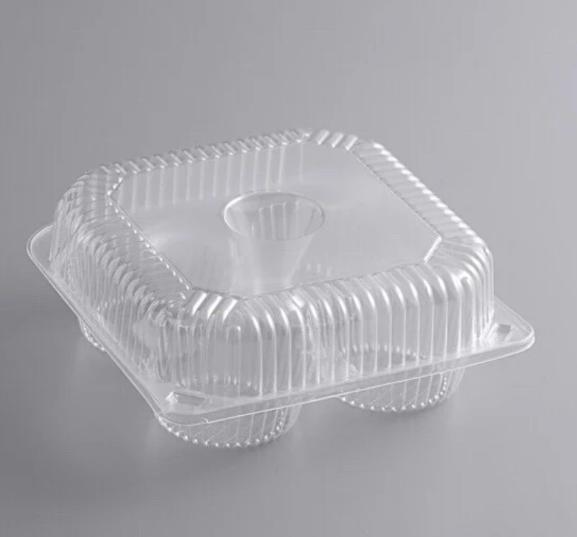 12 Pack 4 Compartment Jumbo Cupcake Container,Cupcake Carrier Transparent Hinged