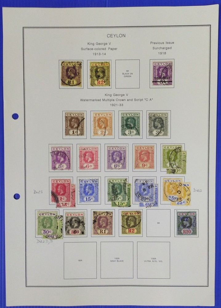 Ceylon Stamp Collection Postmarks Study Mounted in Graph Sheets/Pages