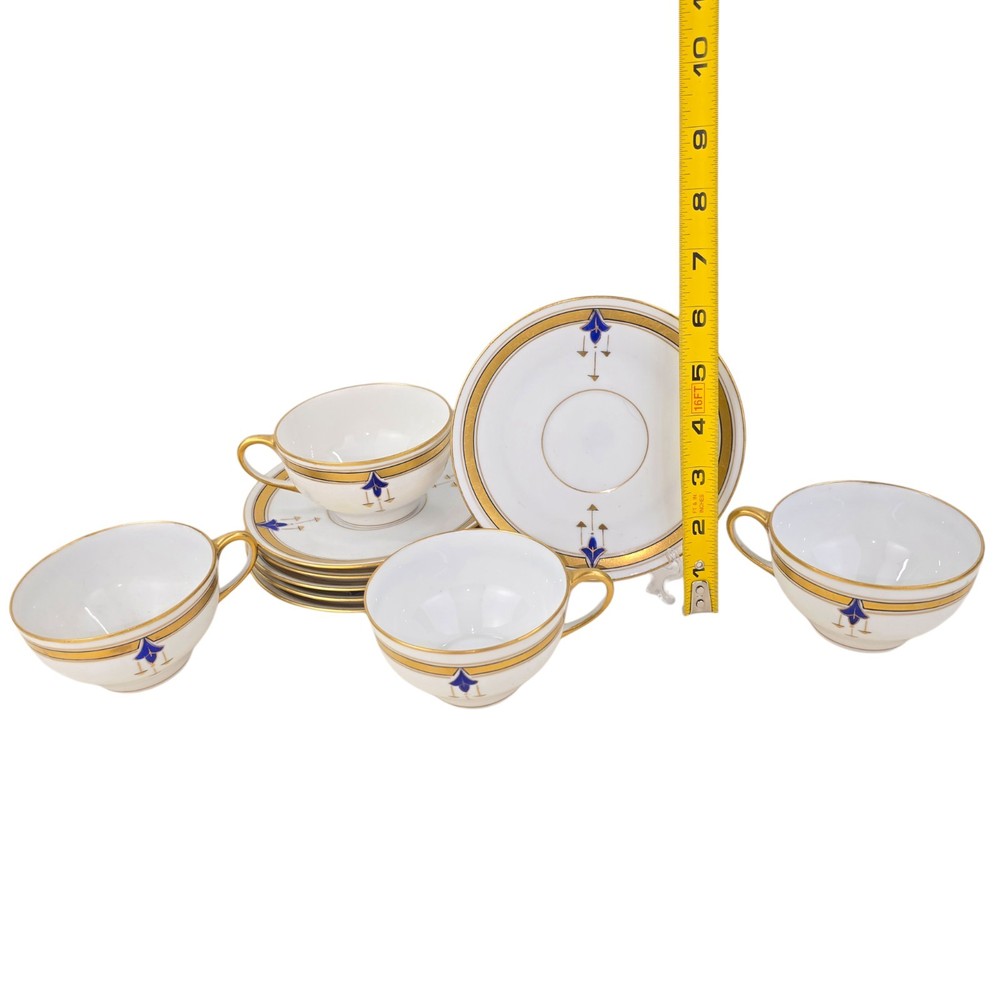 HUTSCHENREUTHER 60+ PIECE DISH SET WITH HAND PAINTED ART DECO PATTERN