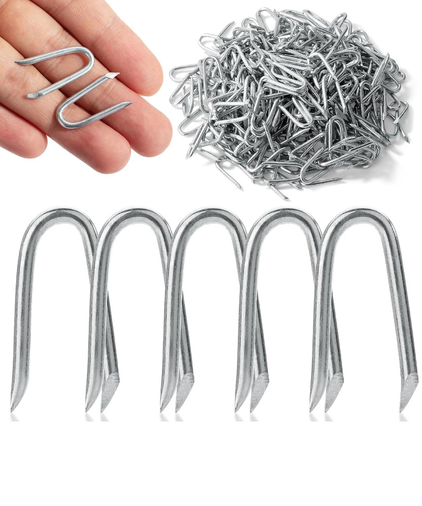 Fence Staples 200 pcs 1 Galvanized Steel Silver U Silver