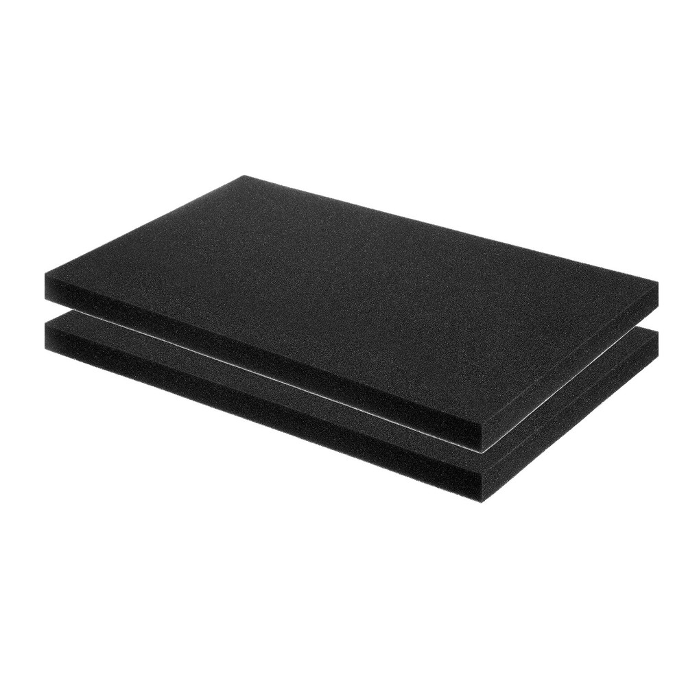 2 pcs Polyurethane Foam Inserts, 16"Lx8"Wx1"T Packing Sheets(Black)