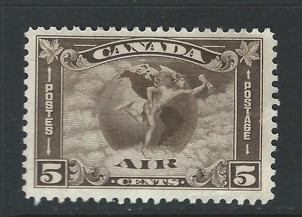 Bigjake: Canada #C2, 5 cent Allegory Air Mail Circles Globe