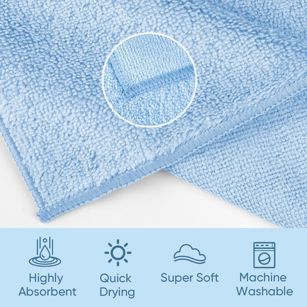 HOMEXCEL Microfiber Washcloths 12 Pack, Highly Absorbent