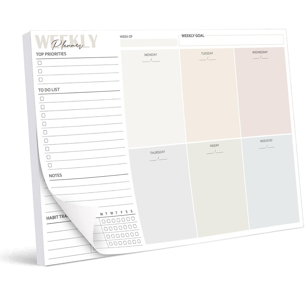 Weekly Planner Notepad Undated - 50 Sheets Weekly To Do List Notepad (8.3"x11...