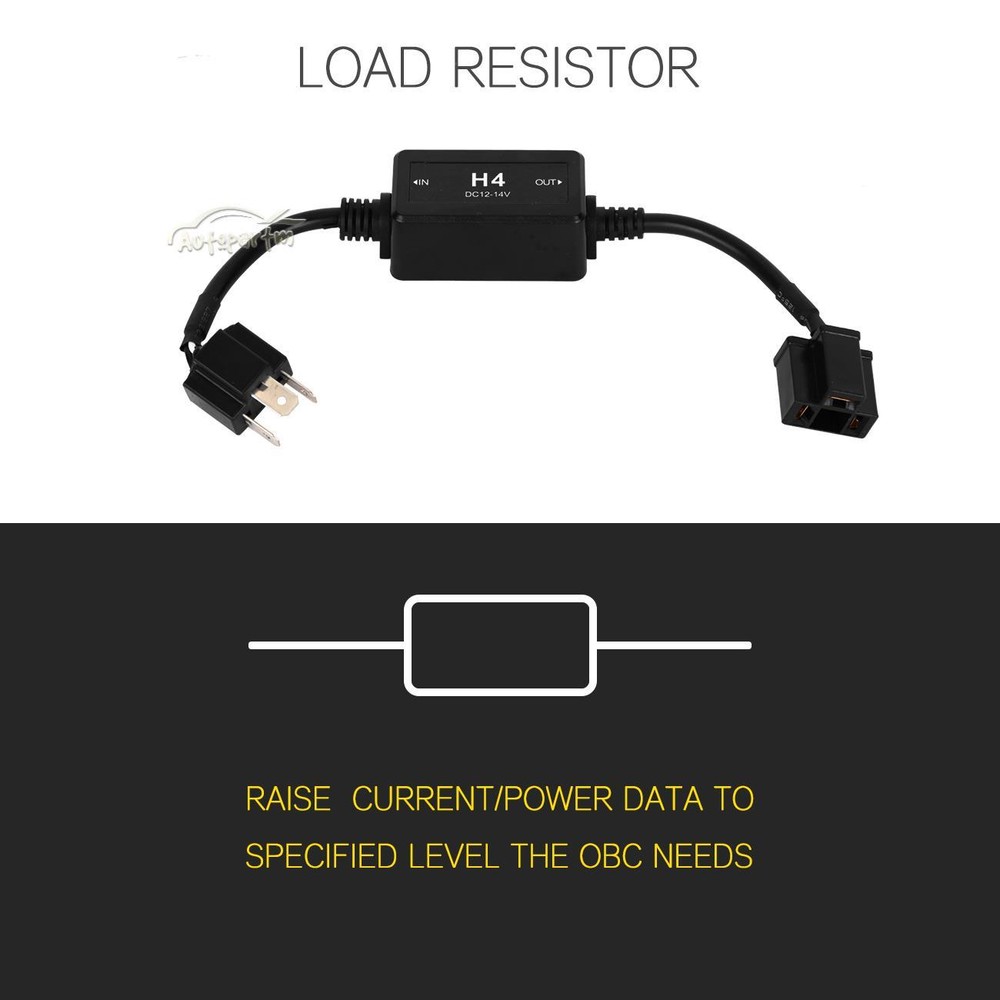 2Pcs H4 9003 LED Headlight Canbus Load Resistor Decoder Error Free Anti Flicker