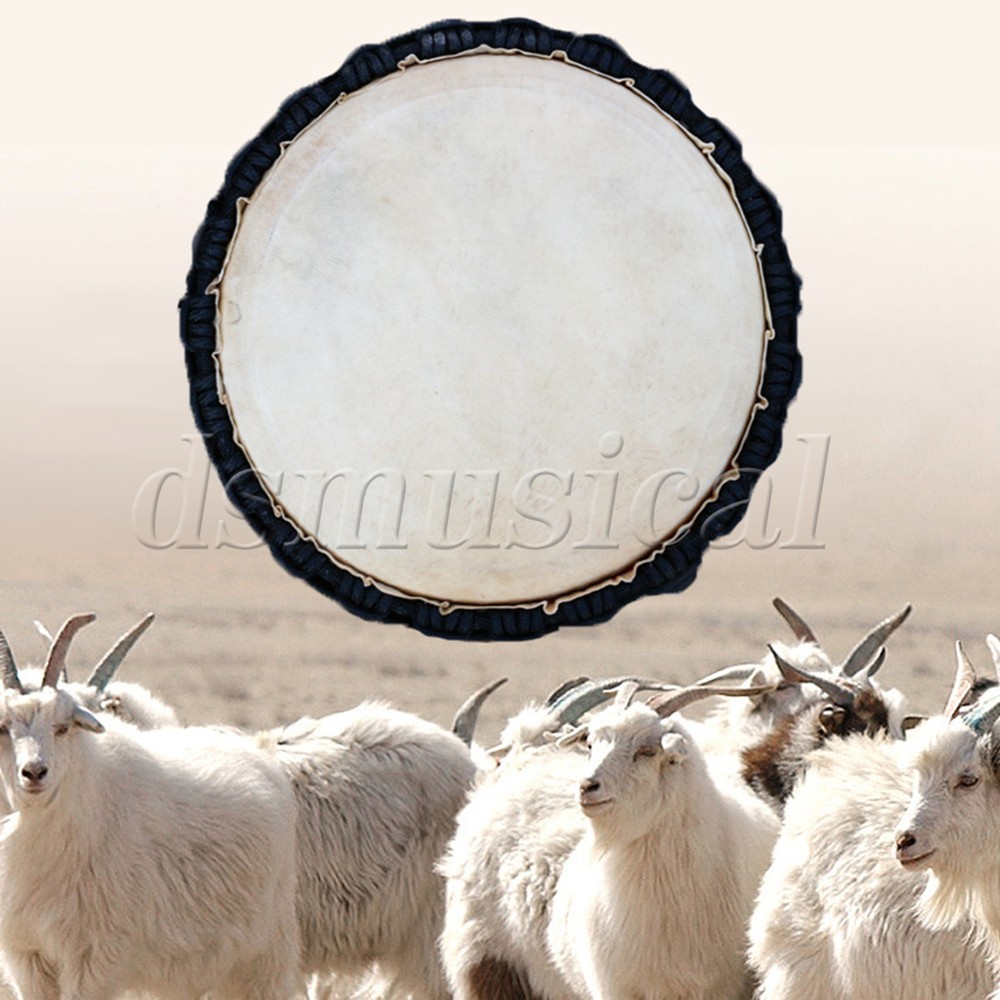 Black Elephant Pattern Djembe Drum Percussion Instrument for Beginner 8"